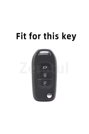 Renault Express Van Sustalı Anahtar Kılıfı Siyah-Silver