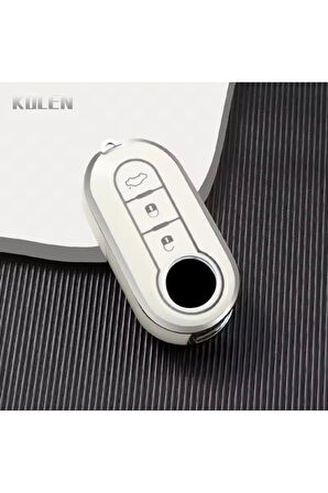 Fiat Punto Anahtar Kılıfı Beyaz-Silver
