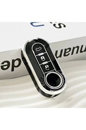 Fiat 500 500L Anahtar Kılıfı Siyah Silver