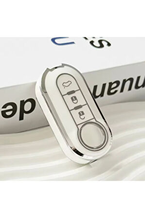 Fiat Doblo 2010+ Anahtar Kılıfı Beyaz-Silver