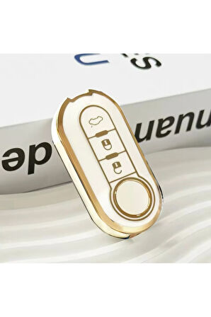 Fiat Doblo 2010+ Anahtar Kılıfı Beyaz-Gold