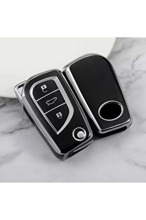 Toyota Corolla Auris Avensis Yaris RAV4 Hilux Anahtar Kılıfı Siyah Silver
