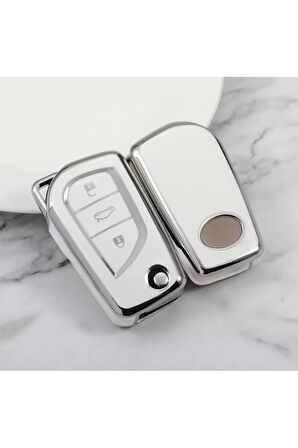 Toyota Corolla Verso Anahtar Kılıfı Beyaz-Silver
