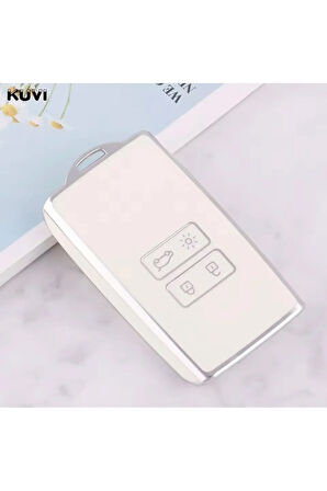 Renault Clio 5 Anahtar Kılıfı Beyaz-Silver