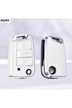 Seat Loen FR Beyaz-Silver Anahtar Kılıfı 2013-2020