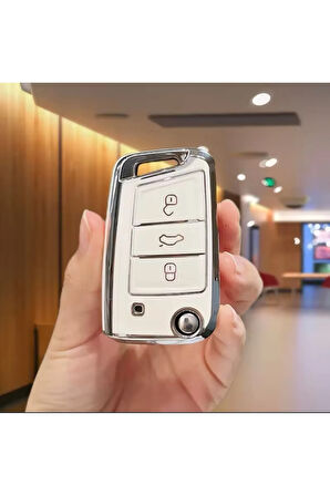 Seat Leon Beyaz-Silver Anahtar Kılıfı 2013-2020