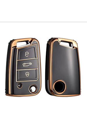 Seat Loen FR Siyah-Gold Anahtar Kılıfı 2013-2020