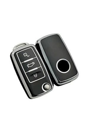 Skoda Favorit Anahtar Kılıfı Siyah-Silver