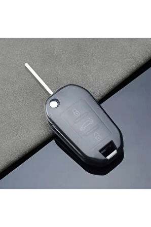 Peugeot 208 Şeffaf-Füme Sustalı Anahtar Kılıfı