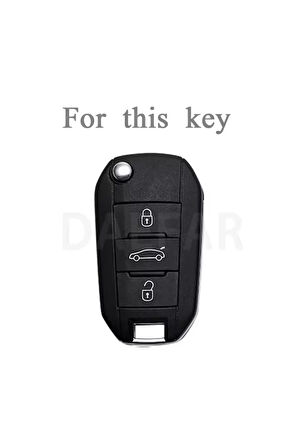 Citroen C2 Beyaz-Silver Sustalı Anahtar Kılıfı