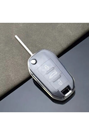 Citroen C3 Şeffaf Sustalı Anahtar Kılıfı