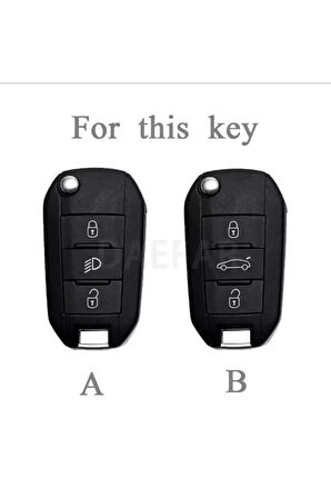 Peugeot 301 208 307 308 2008 3008 Elysee Şeffaf-Füme Sustalı Anahtar Kılıfı