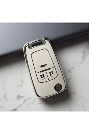 Chevrolet Cruze Beyaz Silver Anahtar Kılıfı