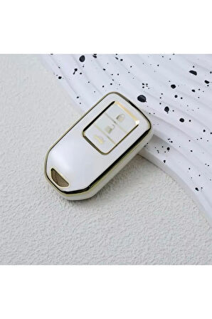 Honda Civic FC5 FK7 HRV CRV City Keyless Beyaz-Gold Anahtar Kılıfı