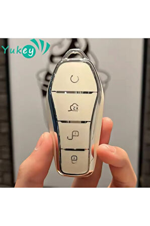 BYD Han Beyaz-Silver Anahtar Kılıfı