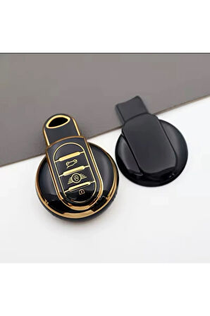 Mini Cooper F55 F56 F57 R56 R57 F60 F60 Siyah-Gold Anahtar Kılıfı