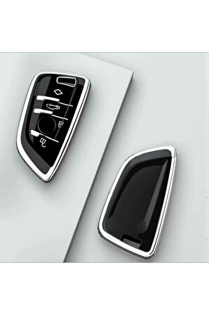 Bmw F40 F44 G20 G22 G30 X1 X3 G01 Siyah-Silver Anahtar Kılıfı