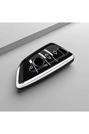Bmw F40 F44 G20 G22 G30 X1 X3 G01 Siyah-Silver Anahtar Kılıfı