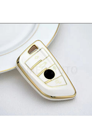 Bmw 7 Serisi G11 Beyaz-Gold Anahtar Kılıfı