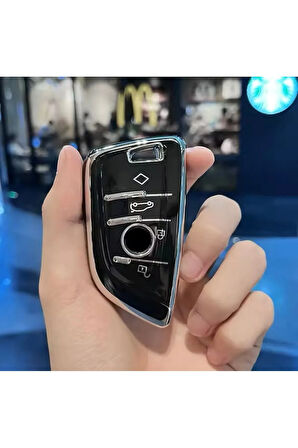 Bmw 7 Serisi G11 Siyah-Silver Anahtar Kılıfı