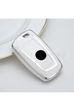 Bmw F20 F30 F10 X1 X3 X5 Beyaz-Silver Anahtar Kılıfı