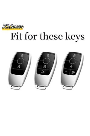 Mercedes C Serisi W205 Beyaz-Silver Anahtar Kılıfı