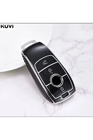 Mercedes E Serisi W213 Siyah-Silver Anahtar Kılıfı