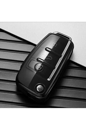 Audi A1 A3 A4 A6 A7 Q2 Q3 Q5 Premium Şeffaf Füme Anahtar Kılıfı