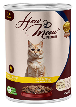 HOW MEOW 12 ADET JÖLELİ PARÇA ETLİ YETİŞKİN KEDİ YAŞ MAMASI TAVUKLU