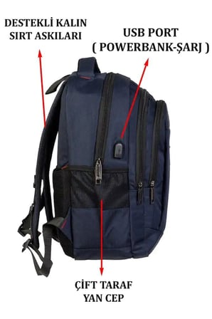 SEVİNÇ ÇANTA Unisex Su Geçirmez Günlük Cepli Sırt Çantası