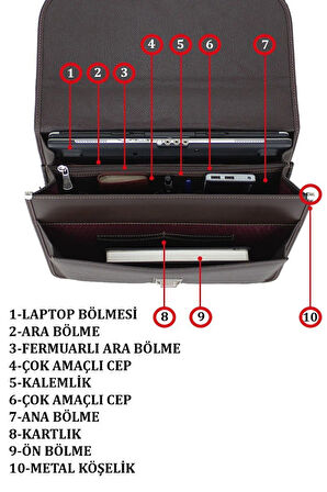 Case Club 2002 Erkek El Çantası 15.6'İnç Laptop Evrak 5 Bölmeli Su Geçirmez  Omuz Askılı