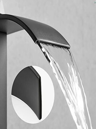 Siyah Mikser Banyo Paslanmaz Çelik Lavabo Bataryası Musluğu Tek Kollu Şelale Musluk