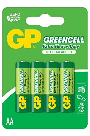 GP Greencel R6 AA Boy Çinko Kalem Pil 4'lü Paket GP15G-U4