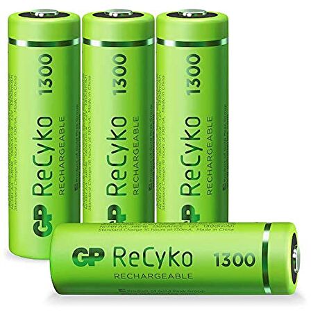 Gp Batteries Recyko+ 1300 Aa Kalem Ni-Mh Şarjlı Pil, 1.2 Volt, 4'Lü Kart