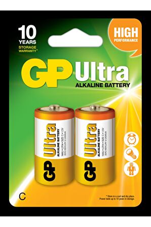 GP LR14 Orta Boy Ultra Alkalin Pil 2'li Paket GP14AU-U2 C Boy