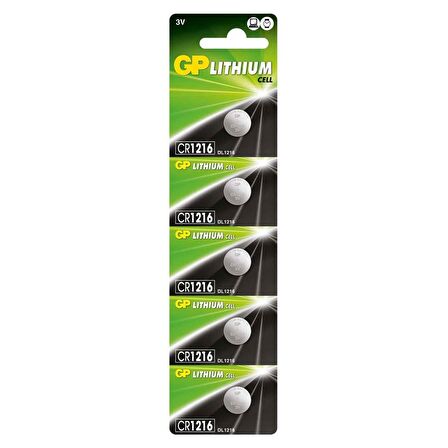 GP CR1216 3V Lityum Blister Düğme Pil 5'li Paket