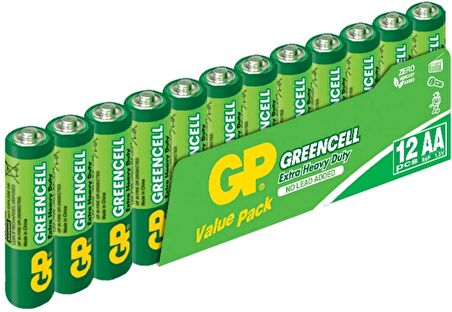 GP Greencel R6 AA Boy Çinko Kalem Pil 12li Paket GP15G-VS12