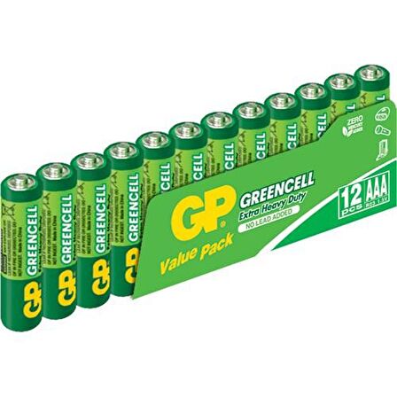 GP Greencell AAA Boy İnce Çinko Karbon Pil 12'li Blister(GP24G-VS12)
