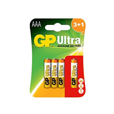 GP Ultra 24AU3 Alkalin AAA İnce Kalem Pil 4'lü Paket