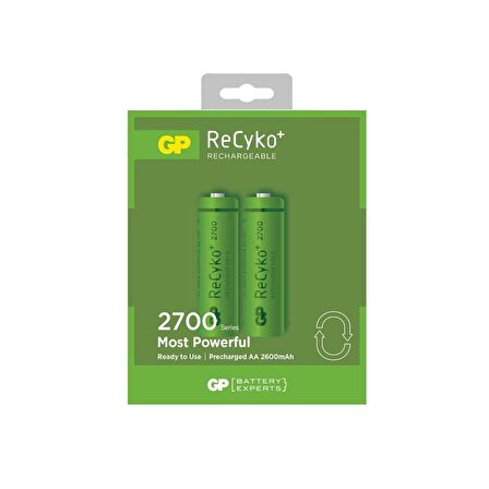 GP Recyko+ 2700 2600 mAh Şarjlı AA Kalem Pil 2'li Paket