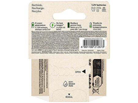 GP Batteries ReCyko 650 AAA İnce Kalem Ni-Mh Şarjlı Pil, 1.2 Volt, 4'lü Kart
