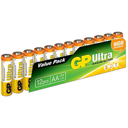 GP G-TECH 8+4 12Lİ PAKET AA ALKALİN KALEM PİL (8 ADET FİYATINA 12 ADET PİL)