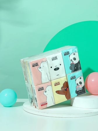 We Bare Bears Lisanslı Mini Cep Mendili 18'li Paket – 3 Katlı Hijyenik Kağıt