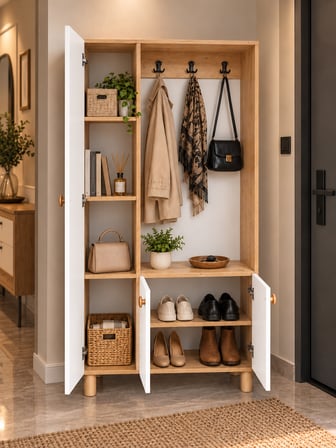 3 Kapaklı Portmanto, Raflı, Ayakkabılık