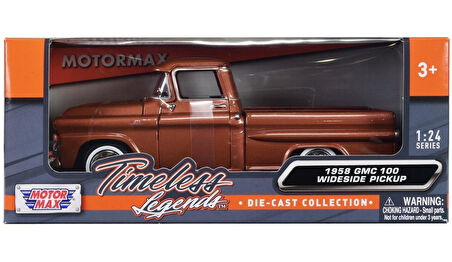 Motor Max Koleksiyon 1 / 24 Ölçek 1958 GMC 100 Pickup Model Metal Araba Kırmızı