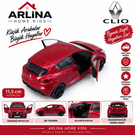 Renault Clio 4 Çek Bırak Metal Araba Bordo