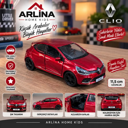 Renault Clio 4 Çek Bırak Metal Araba Bordo