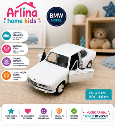 Nostaljik Bmw 2002 (E10) Metal Gövdeli Çek Bırak Bej Araba