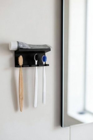 Siyah Yapışkanlı Çok Amaçlı Diş Fırçası Jilet Jiletlik Asacağı Askılığı Askılık Diş Fırçalık Banyo Organizer