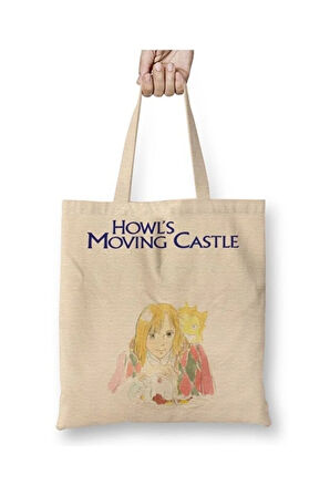 Howls Moving Castle Anime Bez Çanta Uzun Saplı Alışveriş Çantası Plaj Çantası